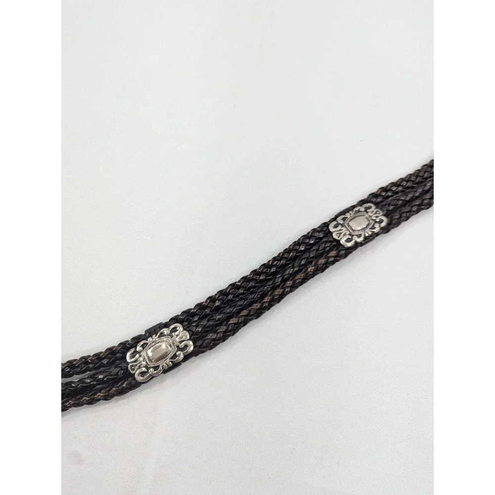 Amiee Lynn‎ Belt Women 32 Braided Leather Brass Buckle Belt Brown Horse Bit